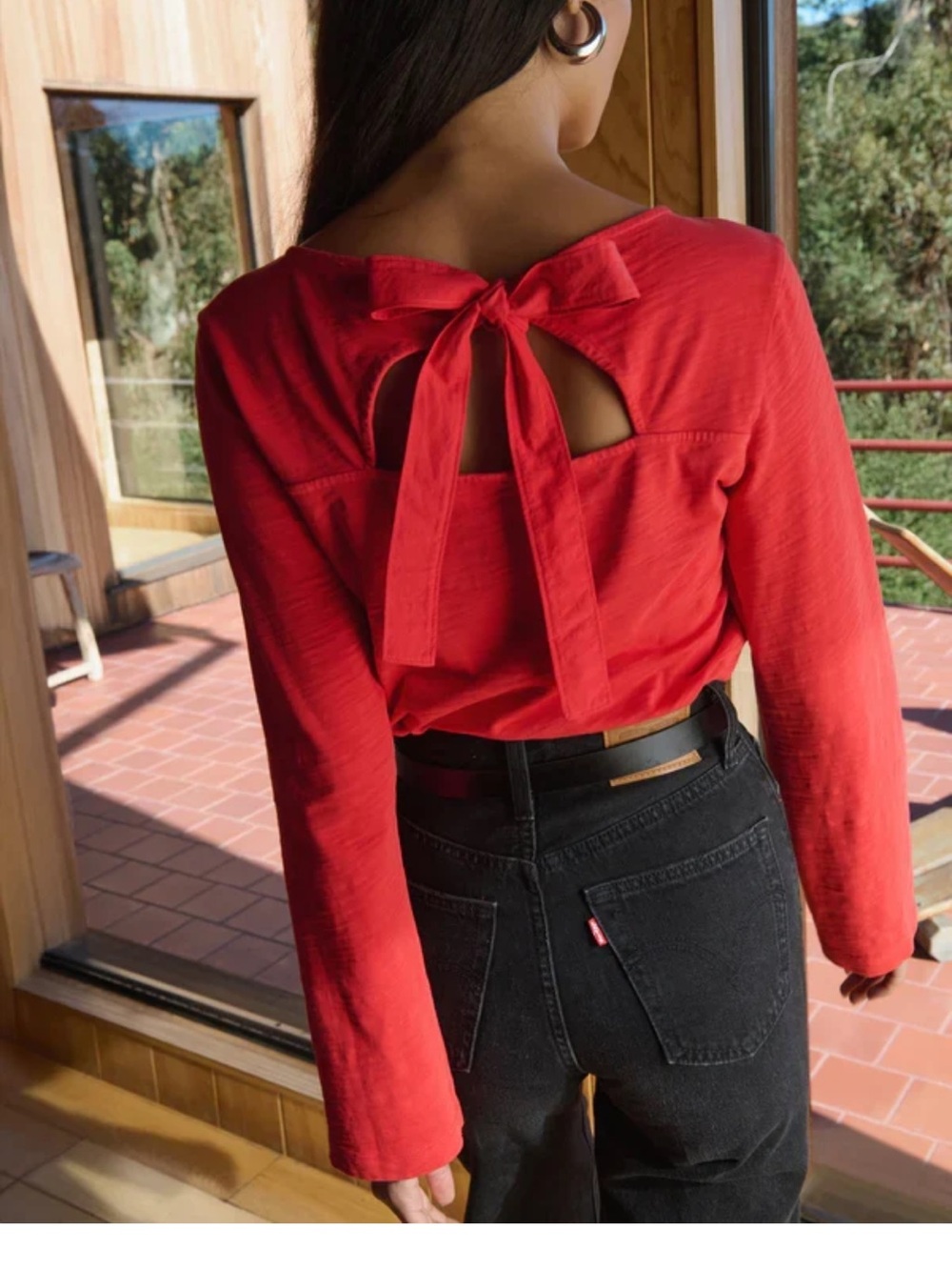 Nation (MSRP $135)Women’s Red Tie-Back Long Sleeve Tunic Top